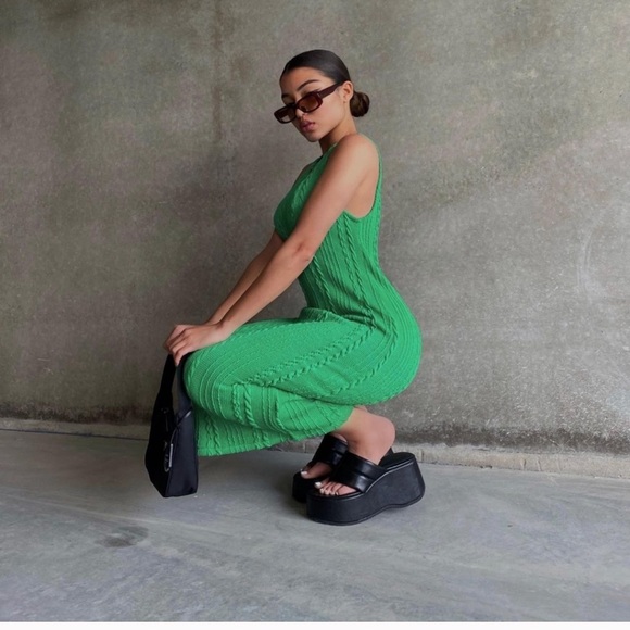 NWT ZARA Knit Dress Green L Blogger’s Fav - Picture 4 of 9